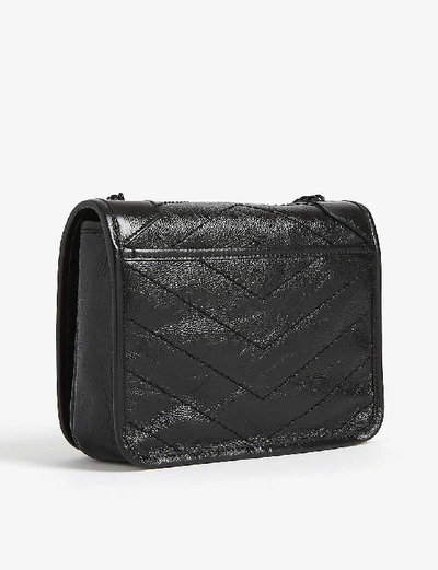 Shop Saint Laurent Women's Black Black Niki Leather Wallet-on-chain