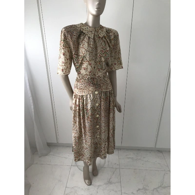 Pre-owned Valentino Silk Maxi Skirt In Beige