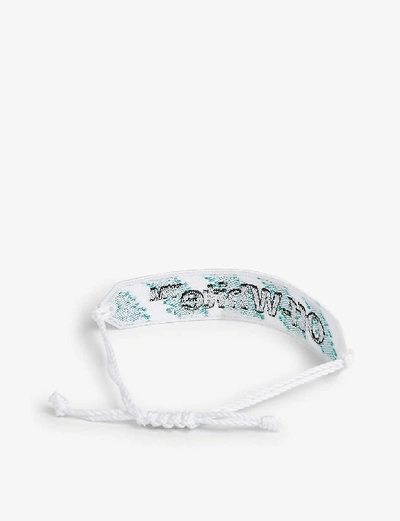 Shop Off-white Logo Macramé Bracelet In Light Green