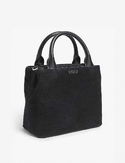 Shop Claudie Pierlot Anouck Small Leather And Suede Shoulder Bag In Noir