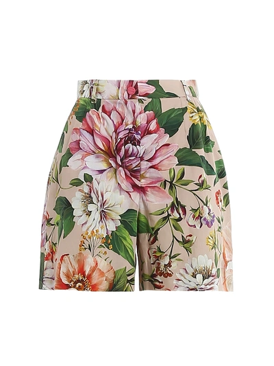 Shop Dolce & Gabbana Floral Print Poplin Short Trousers In Pink