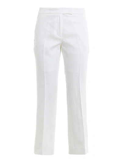 Shop Michael Kors White Linen Crop Trousers