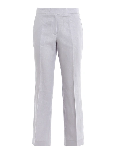 Shop Michael Kors Linen Crop Trousers In Light Purple