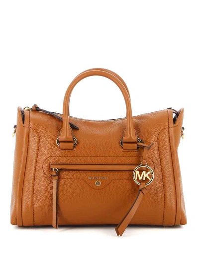 Shop Michael Kors Carine Medium Satchel In Camel