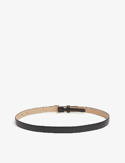 Shop Burberry Womens Black Gold Tb Logo-buckle Leather Belt L In Black/gold