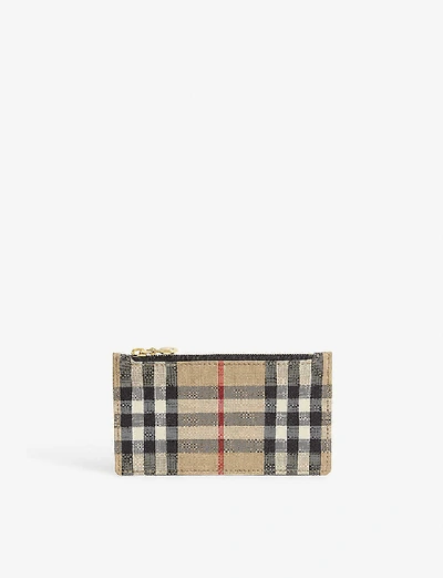 Shop Burberry Somerset Vintage Check Leather Card Case In Black