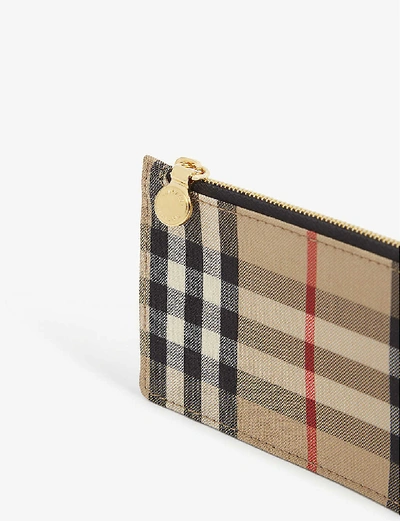 Shop Burberry Somerset Vintage Check Leather Card Case In Black