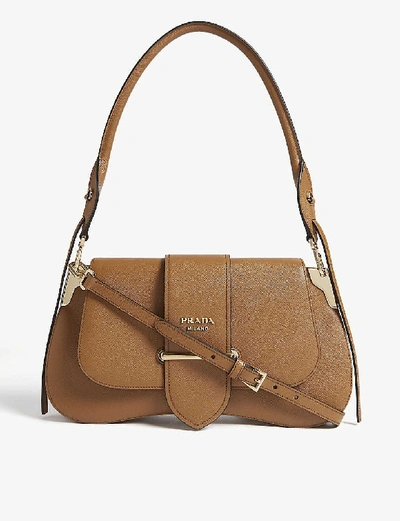 Shop Prada Sidney Leather Saddle Bag