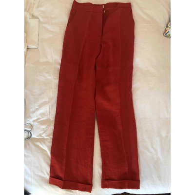 Pre-owned Max Mara Straight Pants In Red