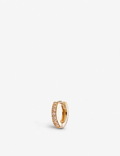 Shop Otiumberg Recycled 9ct Yellow Gold And Diamond Hoop Earring In Solid 9-karat Gold