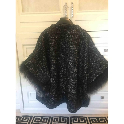 Pre-owned Luisa Cerano Tweed Coat In Black