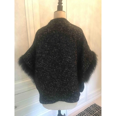 Pre-owned Luisa Cerano Tweed Coat In Black