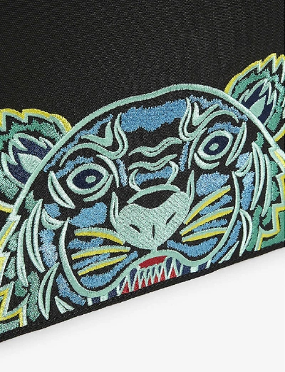 Shop Kenzo Tiger Embroidered Nylon Pouch In Black