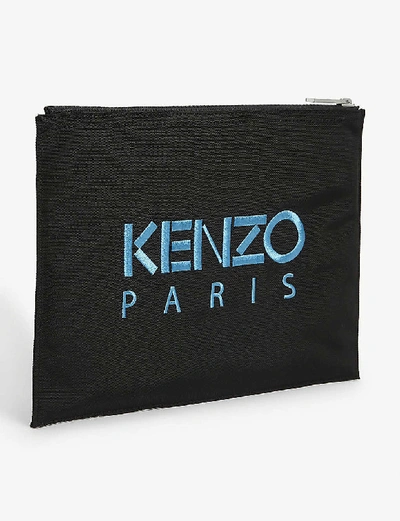 Shop Kenzo Tiger Embroidered Nylon Pouch In Black