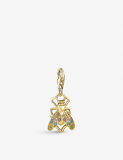 Shop Thomas Sabo Womens 89048392 Fly Yellow Gold-plated And Gemstone Charm