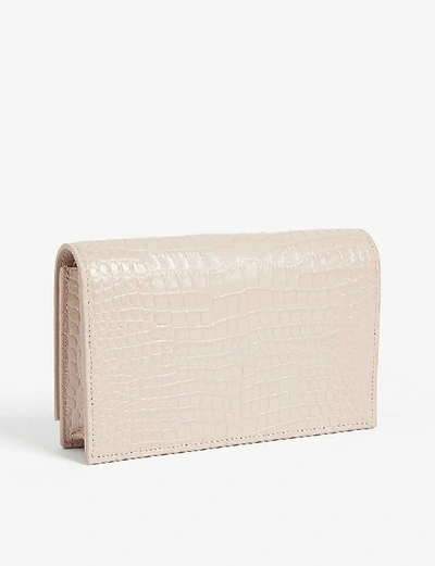 Shop Saint Laurent Kate Tassel Crocodile-embossed Leather Wallet-on-chain In Marble Pink Sil