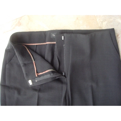 Pre-owned Tara Jarmon Wool Straight Pants In Black