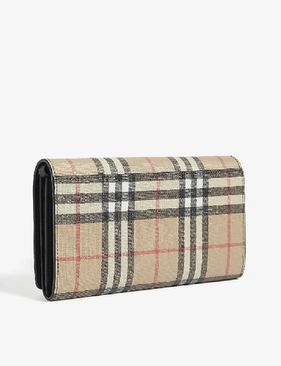 Shop Burberry Hannah Vintage Check E-canvas Wallet-on-chain In Black