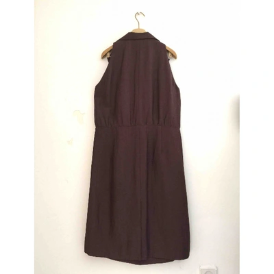 Pre-owned Brioni Silk Mid-length Dress In Burgundy