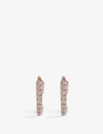 Shop Astrid & Miyu Mystic Jewel Huggies Earrings In Rose Gold