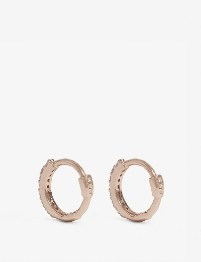 Shop Astrid & Miyu Mystic Jewel Huggies Earrings In Rose Gold