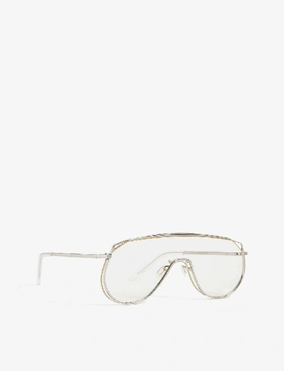 Shop Gentle Monster Afix Stainless Steel Sunglasses In Silver