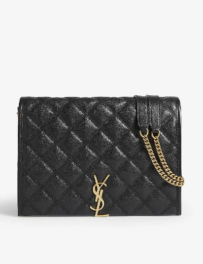 Shop Saint Laurent Becky Small Leather Shoulder Bag In Black