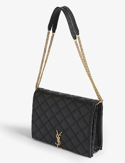 Shop Saint Laurent Becky Small Leather Shoulder Bag In Black