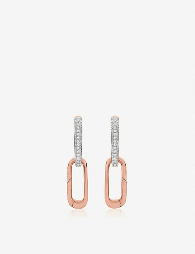 Shop Monica Vinader Alta Capture Charm 18ct Rose Gold-vermeil And Diamond Link Earrings In 18 Ct Rose Gold