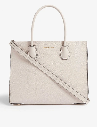 Shop Michael Michael Kors Mercer Pebbled Leather Tote In Soft Pink