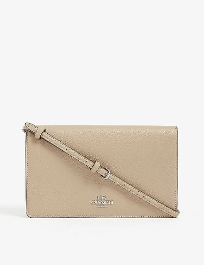 Shop Coach Hayden Leather Cross-body Wallet In Lh/taupe