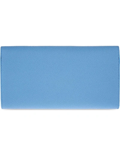 Shop Smythson Panama Marshall Leather Travel Wallet In Nile Blue