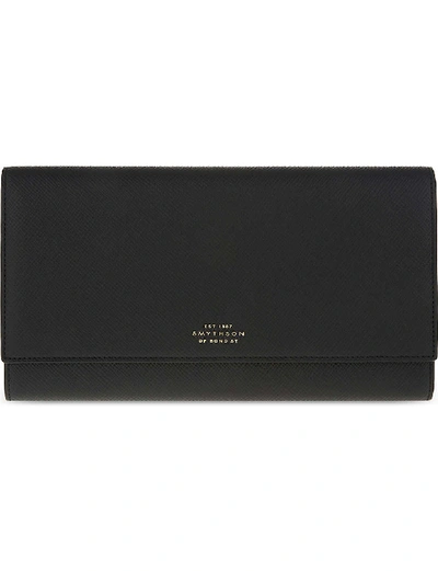 Shop Smythson Panama Marshall Leather Travel Wallet In Black