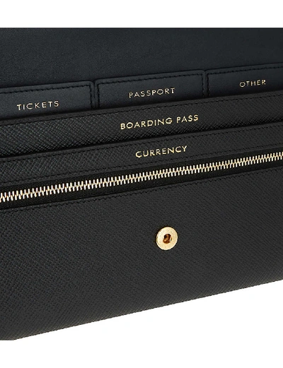 Shop Smythson Panama Marshall Leather Travel Wallet In Black
