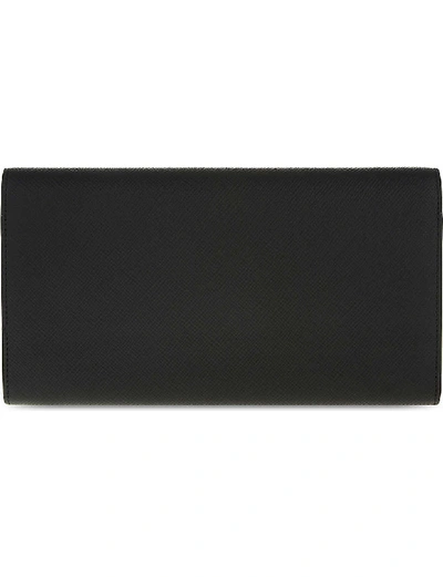 Shop Smythson Panama Marshall Leather Travel Wallet In Black