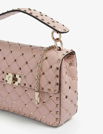 Shop Valentino Rockstud Spike Quilted Leather Medium Shoulder Bag In Water Rose