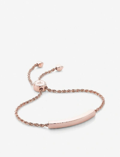 Shop Monica Vinader Women's Rose Gold Linear 18ct Rose Gold-plated And Pavé Diamond Bracelet