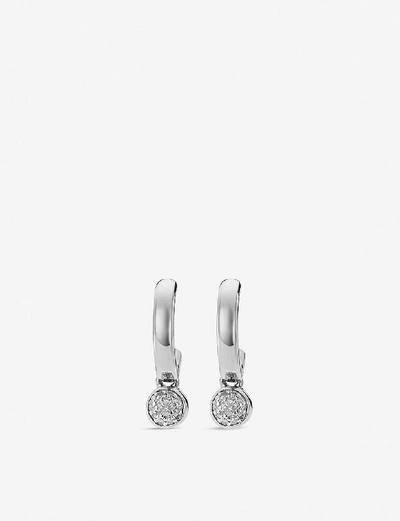 Shop Monica Vinader Fiji Tiny Button Sterling Silver And Diamond Hoop Earrings