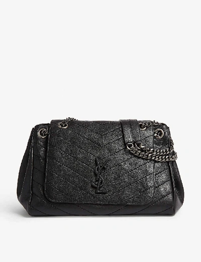Shop Saint Laurent Nolita Monogram Medium Leather Shoulder Bag In Black