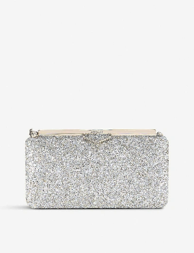 Jimmy Choo Womens Champagne Ellipse Coarse Glitter Clutch In Champagne