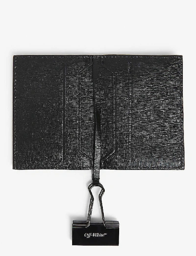 Shop Off-white Binder Clip Leather Card Holder In Black White