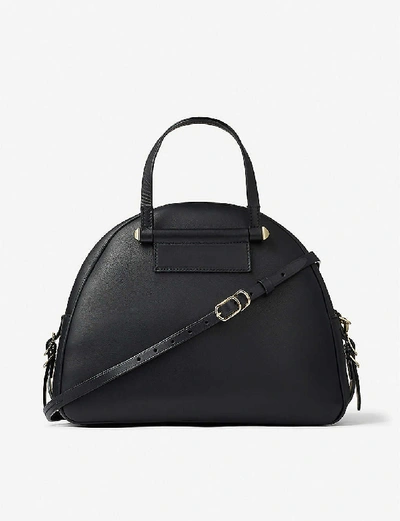 Shop Jimmy Choo Varenne Branded Leather Shoulder Bag In Black/black