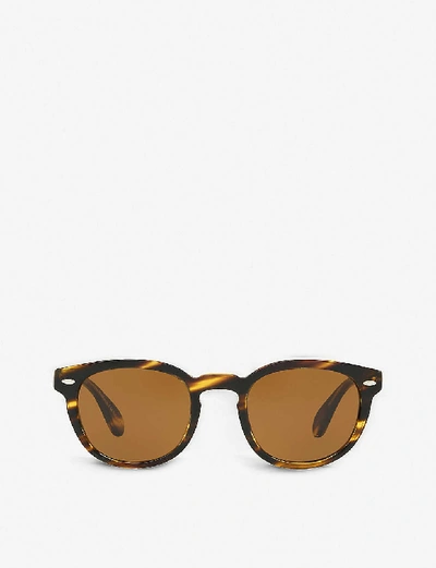 Shop Oliver Peoples Sheldrake Phantos-frame Sunglasses In Brown