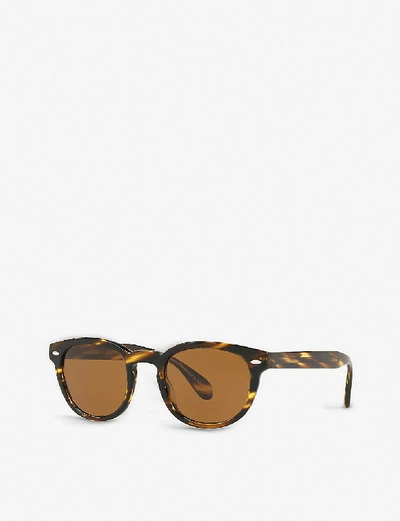 Shop Oliver Peoples Sheldrake Phantos-frame Sunglasses In Brown