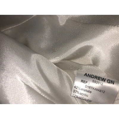 Pre-owned Andrew Gn Silk Mini Dress In White
