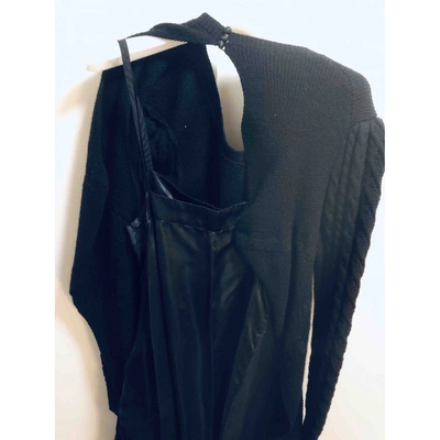 Pre-owned Sacai Wool Mini Dress In Black