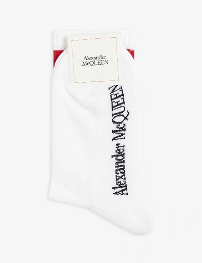 Shop Alexander Mcqueen Logo Stripe Cotton Socks