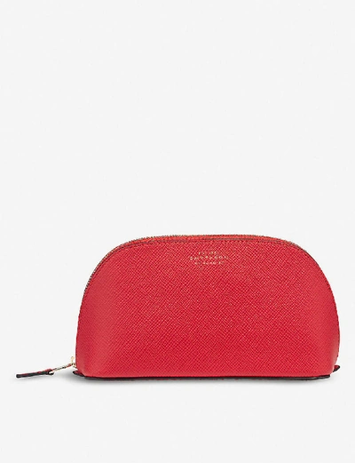 Shop Smythson Panama Leather Cosmetic Case In Red