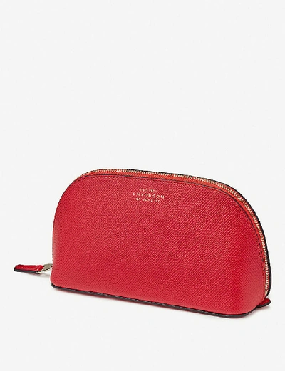Shop Smythson Panama Leather Cosmetic Case In Red