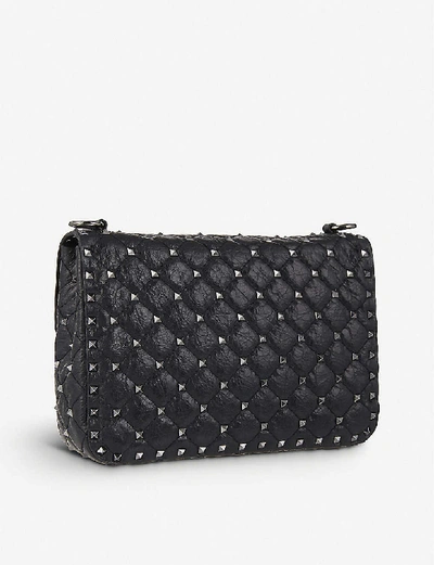 Shop Valentino Rockstud Spike Quilted Leather Medium Shoulder Bag In Black